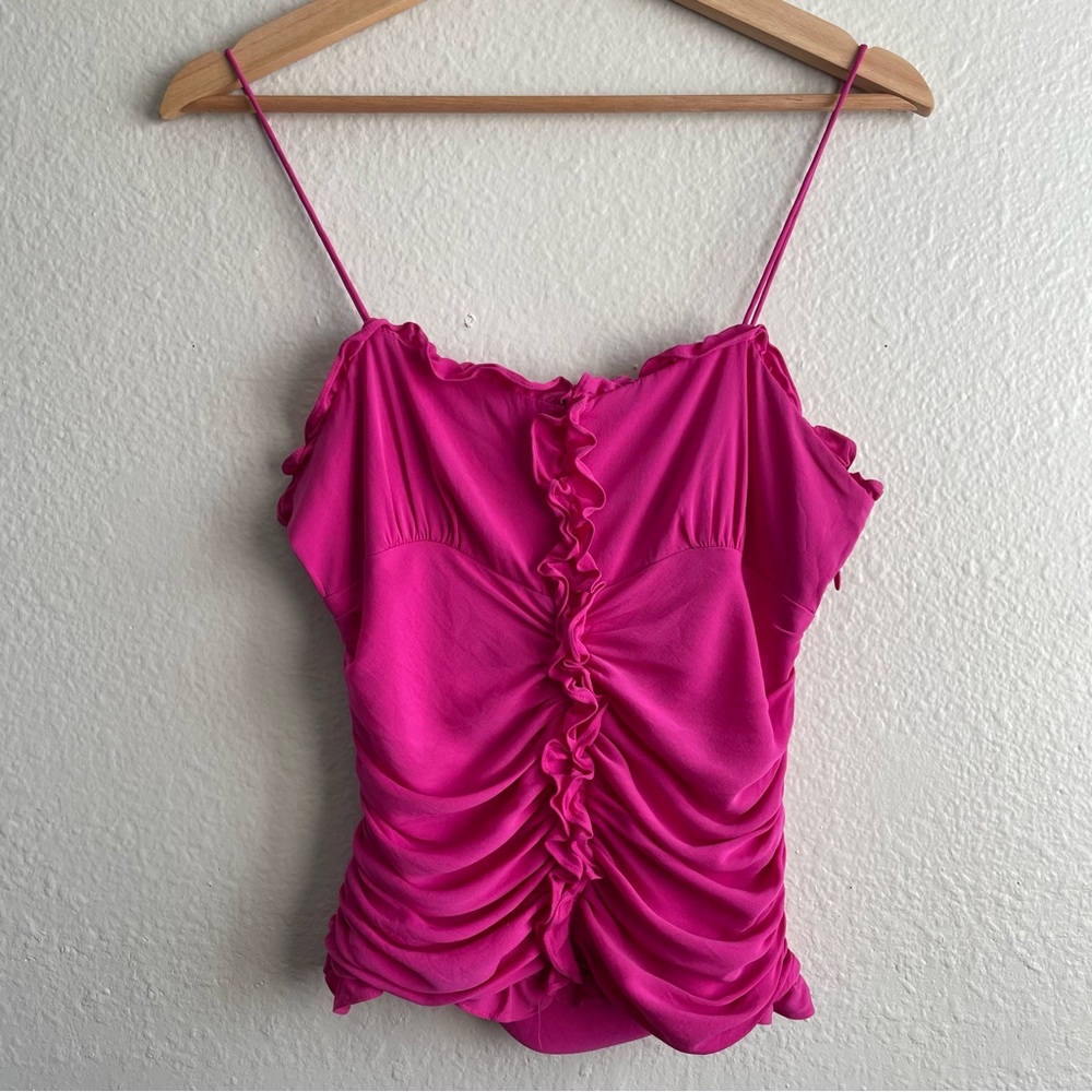 ANTONIO MELANI Hot Pink Silk Spaghetti Strap Camisole